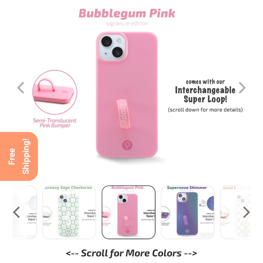 Bubble Gum Pink Loopy Original - iPhone 15 Plus (6.7" Screen)